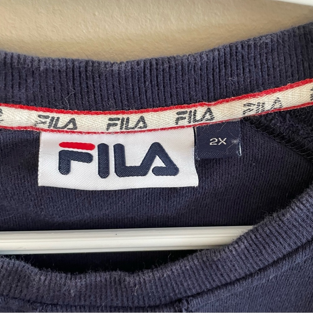 Fila Navy Blue Crewneck Sweatshirt w Embroidered Patch Logo – Size 2XL EUC - Picture 5 of 12
